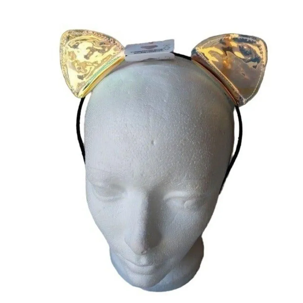 Costume Cat Ears, Tail, Arm Warmers Kit Silver Translucent 3 piece set NWT